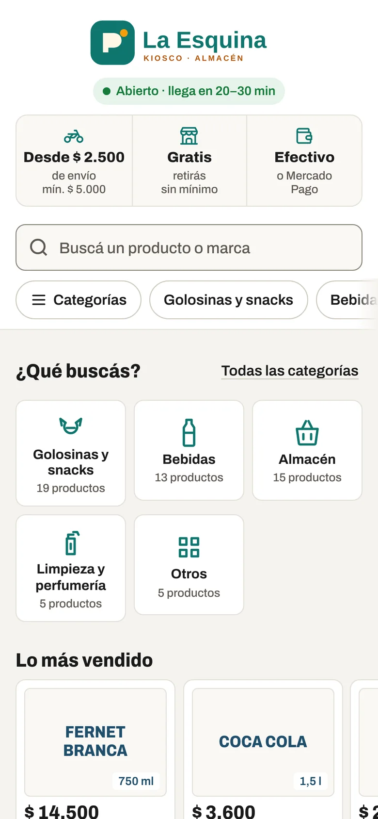 Tienda online con la marca de La Esquina.